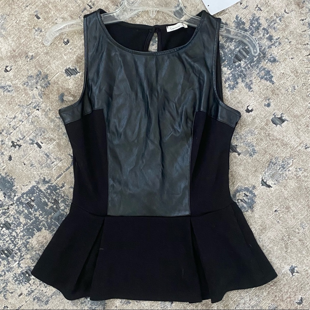 Faux leather Peplum Top